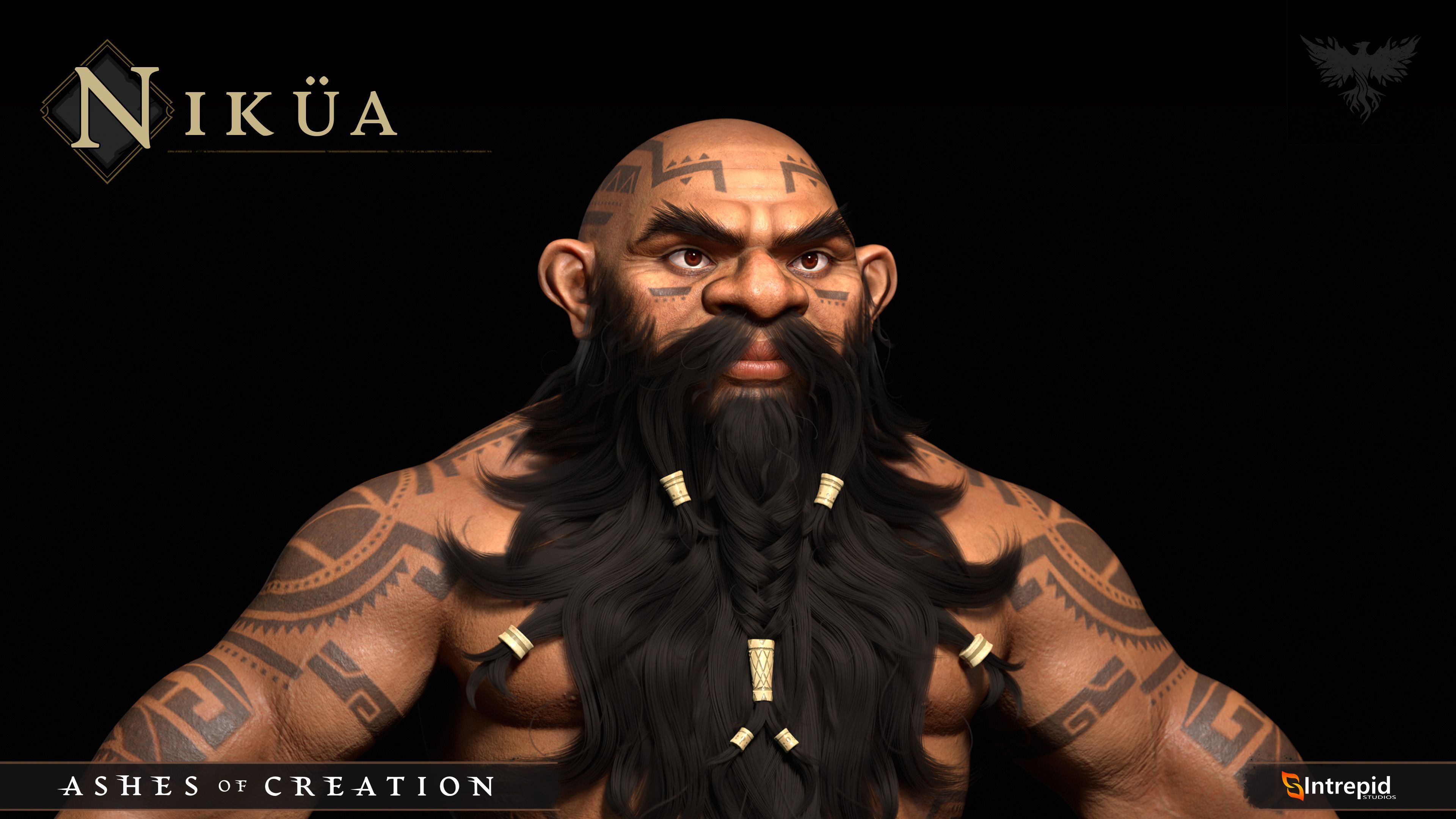 A headshot image of a male Niküa with a large beard.